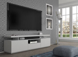 Arte Sleek Adam Tv Cabinet H510mm W1800mm D400mm In White With Hinged Doors, Drawer, And Cable Management - thumbnail 3