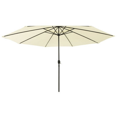 Berkfield Outdoor Parasol With Led Lights And Metal Pole 400 Cm Sand - image 1