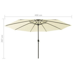 Berkfield Outdoor Parasol With Led Lights And Metal Pole 400 Cm Sand - thumbnail 7