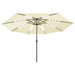 Berkfield Outdoor Parasol With Led Lights And Metal Pole 400 Cm Sand - thumbnail 2