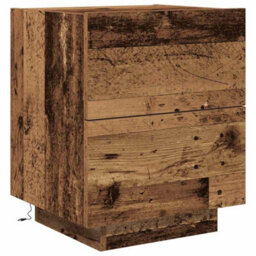 Berkfield Bedside Cabinets With Led Lights 2 Pcs Old Wood 45X40X55 Cm - thumbnail 7