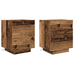 Berkfield Bedside Cabinets With Led Lights 2 Pcs Old Wood 45X40X55 Cm - thumbnail 2