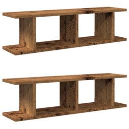 Walplus Wall Shelves 2 Pcs Old Wood 75X18X20 Cm Engineered Wood - thumbnail 2