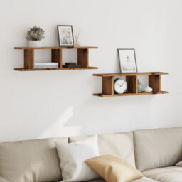 Walplus Wall Shelves 2 Pcs Old Wood 75X18X20 Cm Engineered Wood - thumbnail 3