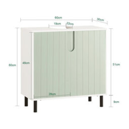 Sobuy Bzr139-Gr, Under Sink Cabinet Bathroom Vanity Unit Bathroom Storage Cabinet, Green,w60Xd30Xh60 - thumbnail 3