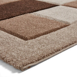Beige Chequered Rug, Geometric Bordered Rug, 10mm Thick Stain-Resistant Rug, Modern Rug For Dining Room-120Cm X 170Cm - thumbnail 5