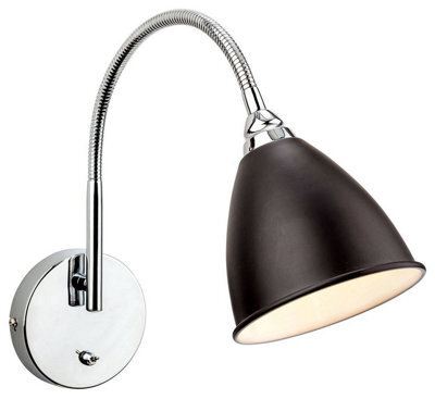 Luminosa Lighting Luminosa Bari 1 Light Indoor Wall Light (Switched) Black, Chrome, E14 - image 1