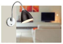 Luminosa Lighting Luminosa Bari 1 Light Indoor Wall Light (Switched) Black, Chrome, E14 - thumbnail 2