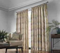 Luxury Living Fiji Pencil Pleat Taped Top Curtains Ochre/silver