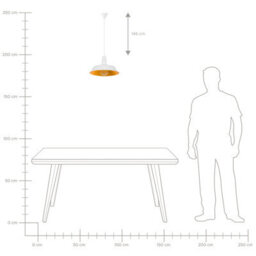 Wyld and Coco Lumina White Aluminium 1-Light Pendant Lamp, Round Shade, Gloss Finish, Warm Gold Interior - thumbnail 7