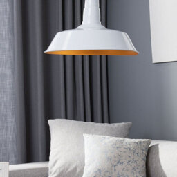 Wyld and Coco Lumina White Aluminium 1-Light Pendant Lamp, Round Shade, Gloss Finish, Warm Gold Interior - thumbnail 2