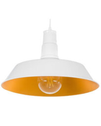 Wyld and Coco Lumina White Aluminium 1-Light Pendant Lamp, Round Shade, Gloss Finish, Warm Gold Interior - thumbnail 3