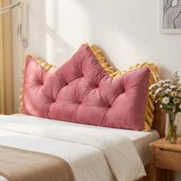 Living And Home Dusty Rose Mustard Yellow Crown Headboard Pillow Button Tufted Design With Elastic Strap - thumbnail 2