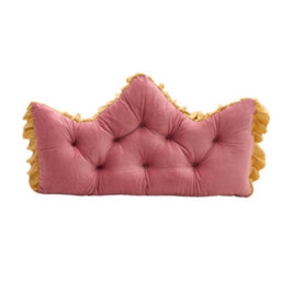 Living And Home Dusty Rose Mustard Yellow Crown Headboard Pillow Button Tufted Design With Elastic Strap - thumbnail 4