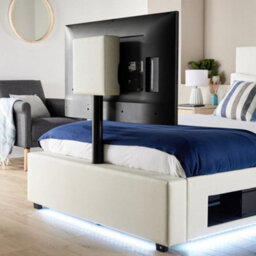 X Rocker Xr Living Ava Pu Small Double Tv Bed With Underbed Lights- White - thumbnail 7