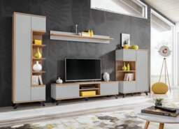 Arte Bogota Elegant Sideboard Cabinet W1600mm H1060mm D400mm - Grey & Oak Riviera With Ample Storage And Modern Design - thumbnail 3