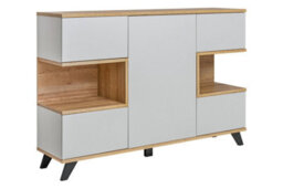 Arte Bogota Elegant Sideboard Cabinet W1600mm H1060mm D400mm - Grey & Oak Riviera With Ample Storage And Modern Design - thumbnail 1