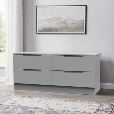 Milan Ready Assembled Matt Grey No Effect 4 Drawer Wide Chest (H)495mm (W)1100mm (D)390mm - image 1