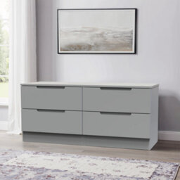 Milan Ready Assembled Matt Grey No Effect 4 Drawer Wide Chest (H)495mm (W)1100mm (D)390mm - thumbnail 1