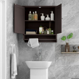 Gainoom Wall Mounted Brown Bathroom Cabinet Hanging Medicine Cabinet - thumbnail 7