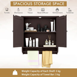 Gainoom Wall Mounted Brown Bathroom Cabinet Hanging Medicine Cabinet - thumbnail 6