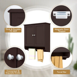 Gainoom Wall Mounted Brown Bathroom Cabinet Hanging Medicine Cabinet - thumbnail 3