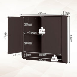 Gainoom Wall Mounted Brown Bathroom Cabinet Hanging Medicine Cabinet - thumbnail 2
