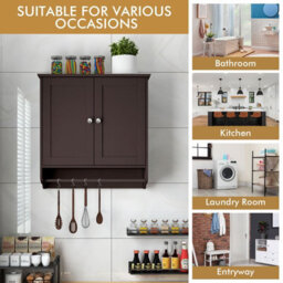 Gainoom Wall Mounted Brown Bathroom Cabinet Hanging Medicine Cabinet - thumbnail 8