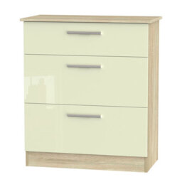 Trent 3 Drawer Deep Chest Of Drawers In Cream & Bardolino Oak (Ready Assembled)