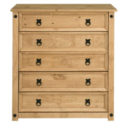 Mews Corona Chest Of Drawers 5 Drawer Large Mexican Solid Pine - thumbnail 2