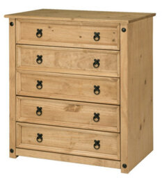 Mews Corona Chest Of Drawers 5 Drawer Large Mexican Solid Pine - thumbnail 4
