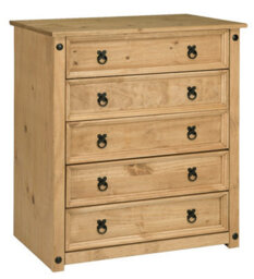 Mews Corona Chest Of Drawers 5 Drawer Large Mexican Solid Pine
