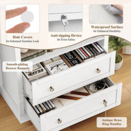 White Arched Bookcase With Drawers Arch Display Cabinet Tall Bookshelf - thumbnail 5
