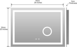 Belofay 500 X 700 mm Rectangular Led Bathroom Mirror With Magnifier Dimmable Lighting Anti Fog Tempered Glass - thumbnail 2