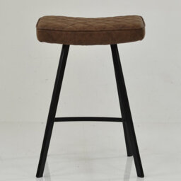 Lakeland Furniture Harper Aged Brown Faux Leather Black Fixed Base Bar Stool - thumbnail 7