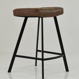 Lakeland Furniture Harper Aged Brown Faux Leather Black Fixed Base Bar Stool - thumbnail 4
