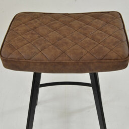 Lakeland Furniture Harper Aged Brown Faux Leather Black Fixed Base Bar Stool - thumbnail 6