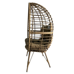Rattan Standing Egg Chair With Soft Cushion, Durable Metal Frame, Max Load 180 Kg - Natural - thumbnail 2