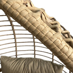 Rattan Standing Egg Chair With Soft Cushion, Durable Metal Frame, Max Load 180 Kg - Natural - thumbnail 4