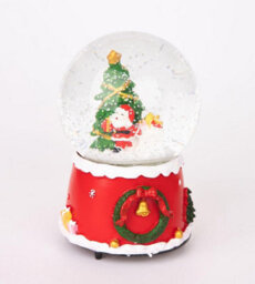 Shatchi Musical Christmas Snowglobe Large Water Ball Features Christmas Santa Tree Scene Cute Resin Base Decorations - thumbnail 1