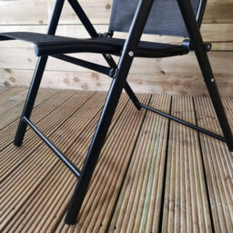Samuel Alexander Multi Position High Back Reclining Garden / Outdoor Folding Chair In Black - thumbnail 5