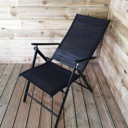 Samuel Alexander Multi Position High Back Reclining Garden / Outdoor Folding Chair In Black - thumbnail 4