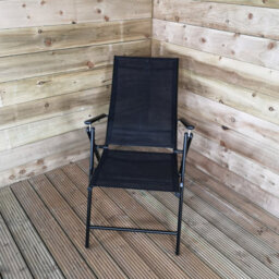 Samuel Alexander Multi Position High Back Reclining Garden / Outdoor Folding Chair In Black - thumbnail 3