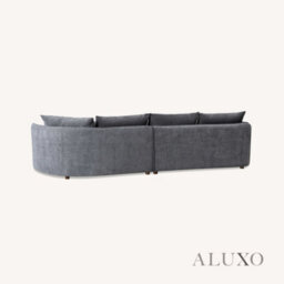 Aluxo Rubin Boucle Right Hand Corner Sofa Charcoal Black 4 Seater Curved Island - thumbnail 9