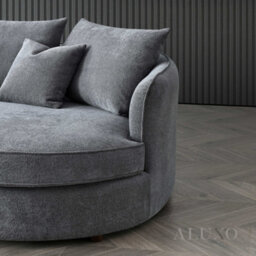 Aluxo Rubin Boucle Right Hand Corner Sofa Charcoal Black 4 Seater Curved Island - thumbnail 2