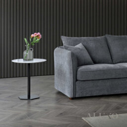 Aluxo Rubin Boucle Right Hand Corner Sofa Charcoal Black 4 Seater Curved Island - thumbnail 5