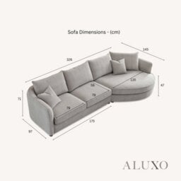 Aluxo Rubin Boucle Right Hand Corner Sofa Charcoal Black 4 Seater Curved Island - thumbnail 6