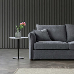 Aluxo Rubin Boucle Right Hand Corner Sofa Charcoal Black 4 Seater Curved Island - thumbnail 3