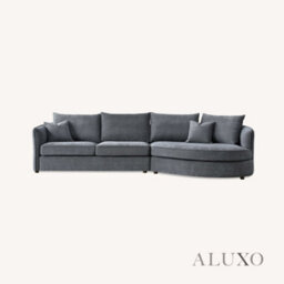 Aluxo Rubin Boucle Right Hand Corner Sofa Charcoal Black 4 Seater Curved Island - thumbnail 7