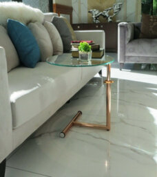 Aspect Furniture Clear Glass Side/end/laptop Table-Zen Adjustable Round Table,copper Base - thumbnail 3